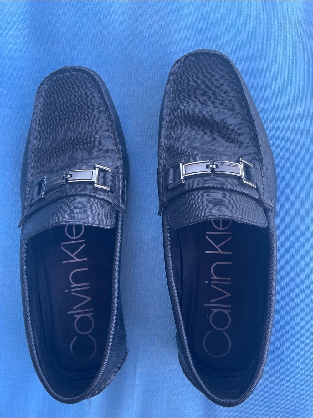 Calvin Klein Black Men’s Loafers with Silver Accent